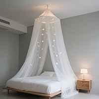 Henrrida Bed Canopy for Girls,With Glowing Stars,Bed Canopy Princess Bed Girls Bedroom Accessories White