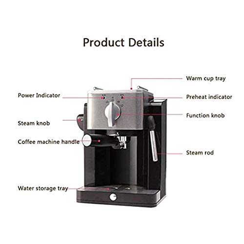 5Bar Home Kaffeemaschine, halbautomatische Kaffeemaschine Office Home Kleine Espressomaschine Milchschaum (Rot) – Bild 5