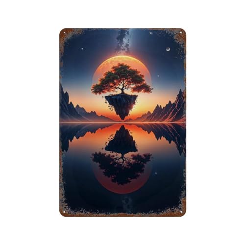 UWASCISF Space Fantasy Landscape4Wall Decor Art Metal Tin Poster Modern Bar Decorations30x20cm