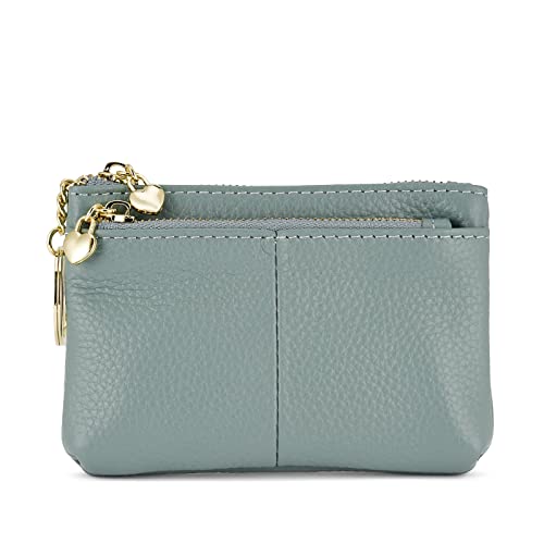 Donna Portamonete Borsello in vera pelle con Portachiavi Coin Purse（Blu）