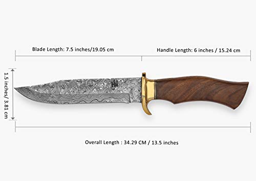 Foto von Hobby Hut HH-337, Damaststahl-Jagdmesser mit Scheide, Messer mit Fester Klinge