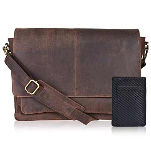 Mens Laptop Briefcase Bag - Crossbody Messenger Shoulder Bag Vintage Gift