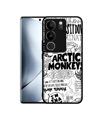 Image of Arctic Monkeys Pattern Design Premium 2D Printed Metal Back Case Cover for Vivo V29 5G / V29 Pro 5G, Multi Colour