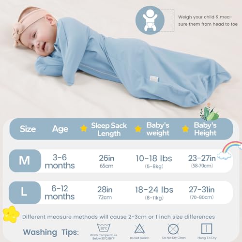 Image of ZIGJOY Swaddle Sleep Sack 6-12 Months, 1.0 Tog Cotton Baby Swaddle Blanket | 100% Cotton - Soft & Breathable & Non-shrink, 2-way Zipper for Easy Diaper Changes, Long Sleeves Allow Self-soothing