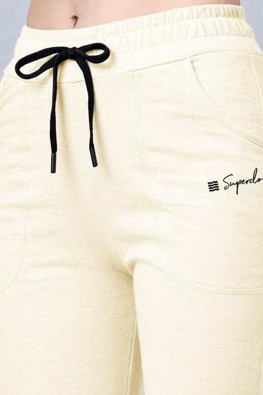 Image of Women's Premium Cotton Solid Track Pant with Elastic Waistband, Adjustable Drawstring and Side Pockets