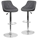 flash furniture 2 pk - sgabello da bar regolabile in altezza con base cromata