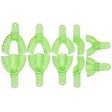 10 PCS Dental Impression Trays Disposable Plastic Small Medium Large Autoclavable Perforated Impression Trays Set Green