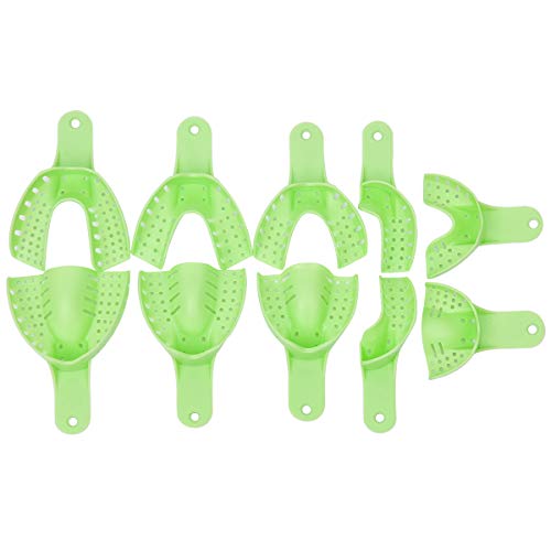 10 PCS Dental Impression Trays Disposable Plastic Small Medium Large Autoclavable Perforated Impression Trays Set Green