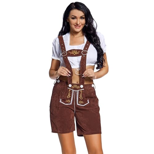 Pantalon court en cuir pour l'Oktoberfest chic et traditionnel marron