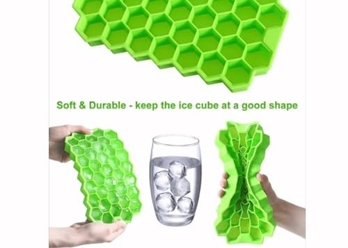 Image of IGRIS Flexible Silicone Honeycomb 37 Cavity Ice Cube Tray for Freezer Moulds Small Cubes Whiskey Fridge Bar Soft Ice Cube Tray -Pack of 1