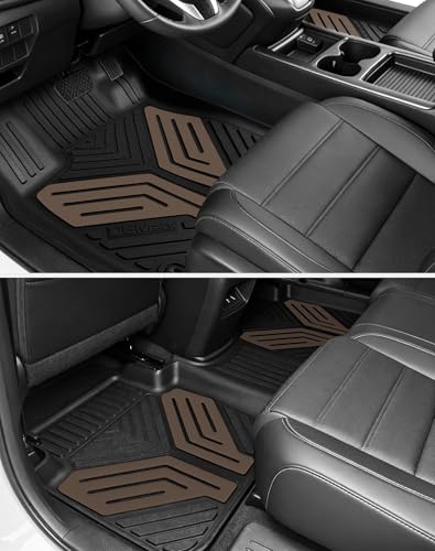 Image of Premium Color TPE Floor Mats Custom Fit for Honda CR-V 2017-2022 (Gasoline & Hybrid CRV), Saddle Brown Wing Design | All-Weather Heavy Duty Car Floor Liners Full Set 1st & 2nd Row
