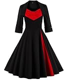 Tempt Me Women's Vintage Patchwork Party Pleated Swing Cocktail Dress for Ball Gown