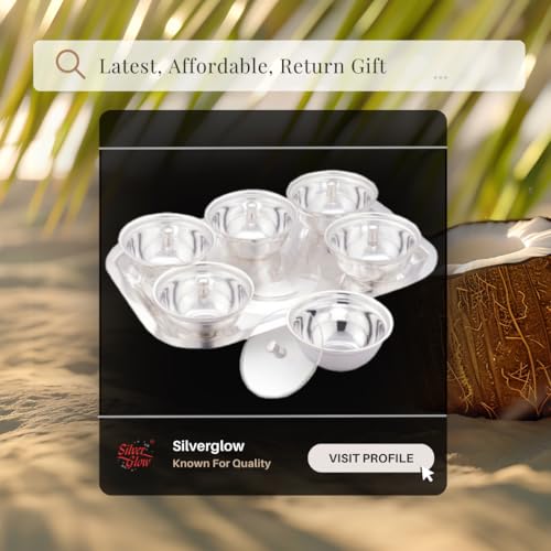 Image of Silverglow Panache Serving Set | Silver Plated Bowl Set of 13 | Dry Fruits, Snacks containers | Serving Tray Bowl Set | Tableware Set | Perfect Diwali, Office, Wedding Return Gift