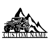 Custom Name Off Road Wall Sign – Personalized Iron Metal Art with Mountain Jeep Design – Garage Decor, Truck Lover Gift, Man Cave Wall Hanging