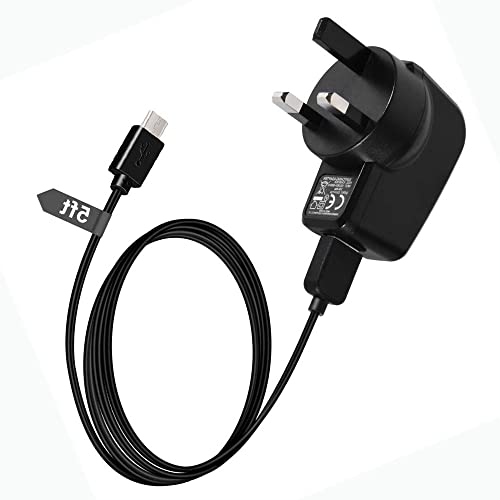 Dericam 5V 1A Micro USB Charger, Android Charger with Cable, 5 Volt 1000mA AC to DC Kindle Charger for Charging of Android Smartphone/Tablet, Security Camera, 1.5M Power cord, UK Plug(Black)