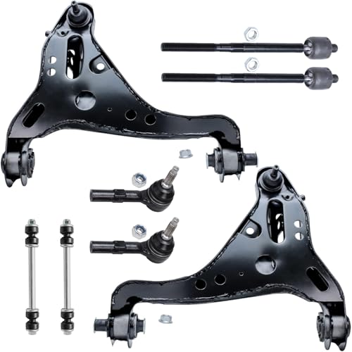 Image of Detroit Axle - 4WD Front End Kit for Ford 2007-2010 Explorer Sport Trac 2006-2010 Explorer Mercury Mountaineer, 2 Lower Control Arms with Ball Joint 4 Outer Inner Tie Rods 2 Sway Bars Replacement