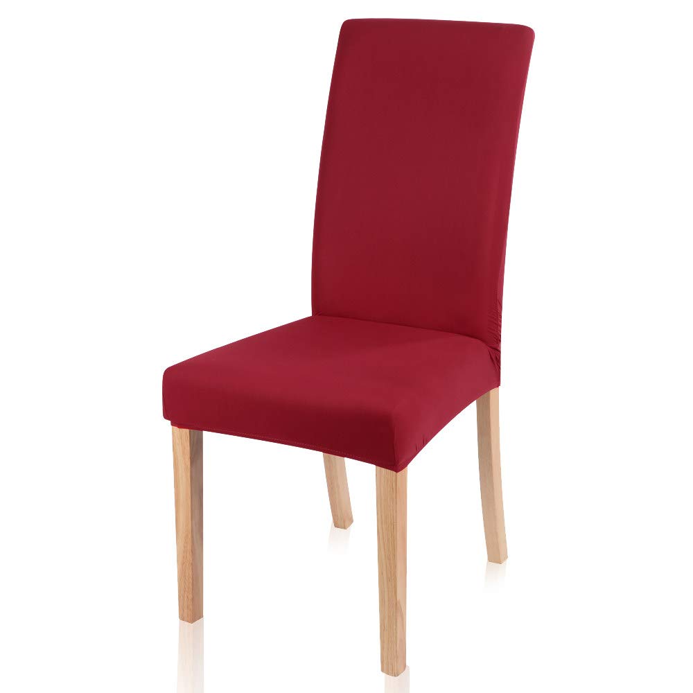 Housse de chaise extensible rouge en spandex pour salle à manger et cuisine - Lot de 6 pièces