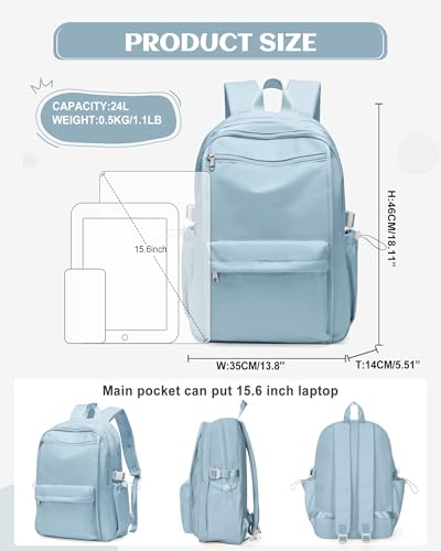 School Backpack for Teen Girls Lightweight College Backpack Women Travel Backpacks Waterproof High School Bookbag for Men Classic Casual Daypacks(Blue)3