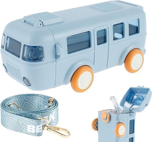 VISBY INDIA Bus Water Bottle For Kids With Strap, Sipper, & Straw | Leakproof, Bpa Free With Lock, 500 Ml | Tritan Water Bottle For School Kids | Cute Bus Shaped Water Bottle For Girls & Boys (WHITE) (B0DHZT6CFJ) Amazon Price History, Amazon Price Tracker