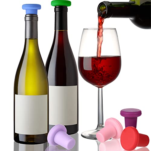 Yookeer 8 Pcs Silicone Wine Stopper Reusable Beer Bottle Stopper Beer Glass Bottle Sealer Stoppers Beverage Beer Champagne Wine Storage Keep Fresh Tools For Christmas Wine Bottles Gift Supplies thumb #5