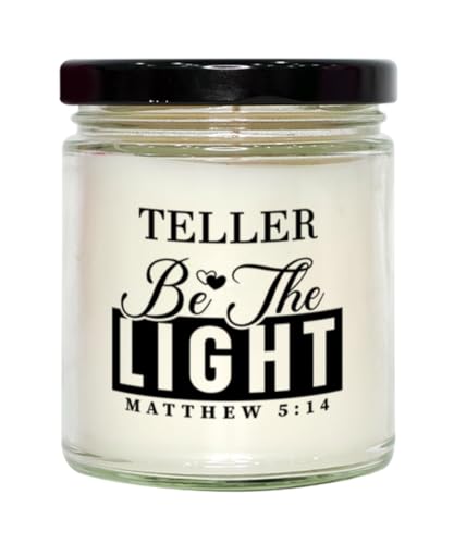 Bible Verse Teller Candle,Christmas Gifts for Teller Be The Light Mattew 5:14 Gifts for Women Coworker Teller Birthday Candle Christmas Gifts, Housewarming, Soy Wax, Scented, Decor
