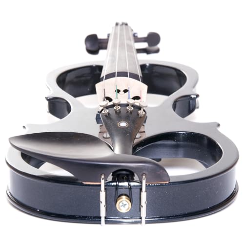 Image of Cecilio 4 /4 CEVN-1BK Solid Wood Electric /Silent Violin with Ebony Fittings in Style 1 - Full Size - Black Metallic