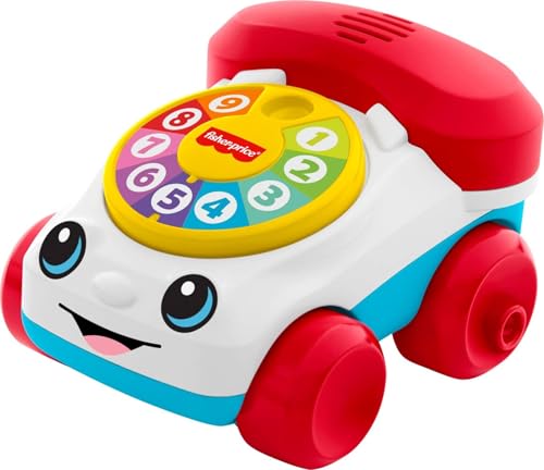 Image of Fisher-Price Baby Toy Chatter Telephone, Mini 3-Inch Vehicle Push-Along with Sounds, Developmental Play Infants Ages 6+ Months 