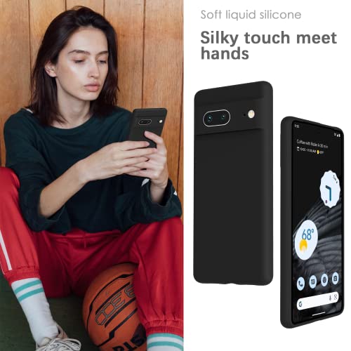Image of YATWIN Silicone Back Case for Google Pixel 7, Soft-Touch Phone Back Cover for Google Pixel 7 - Black