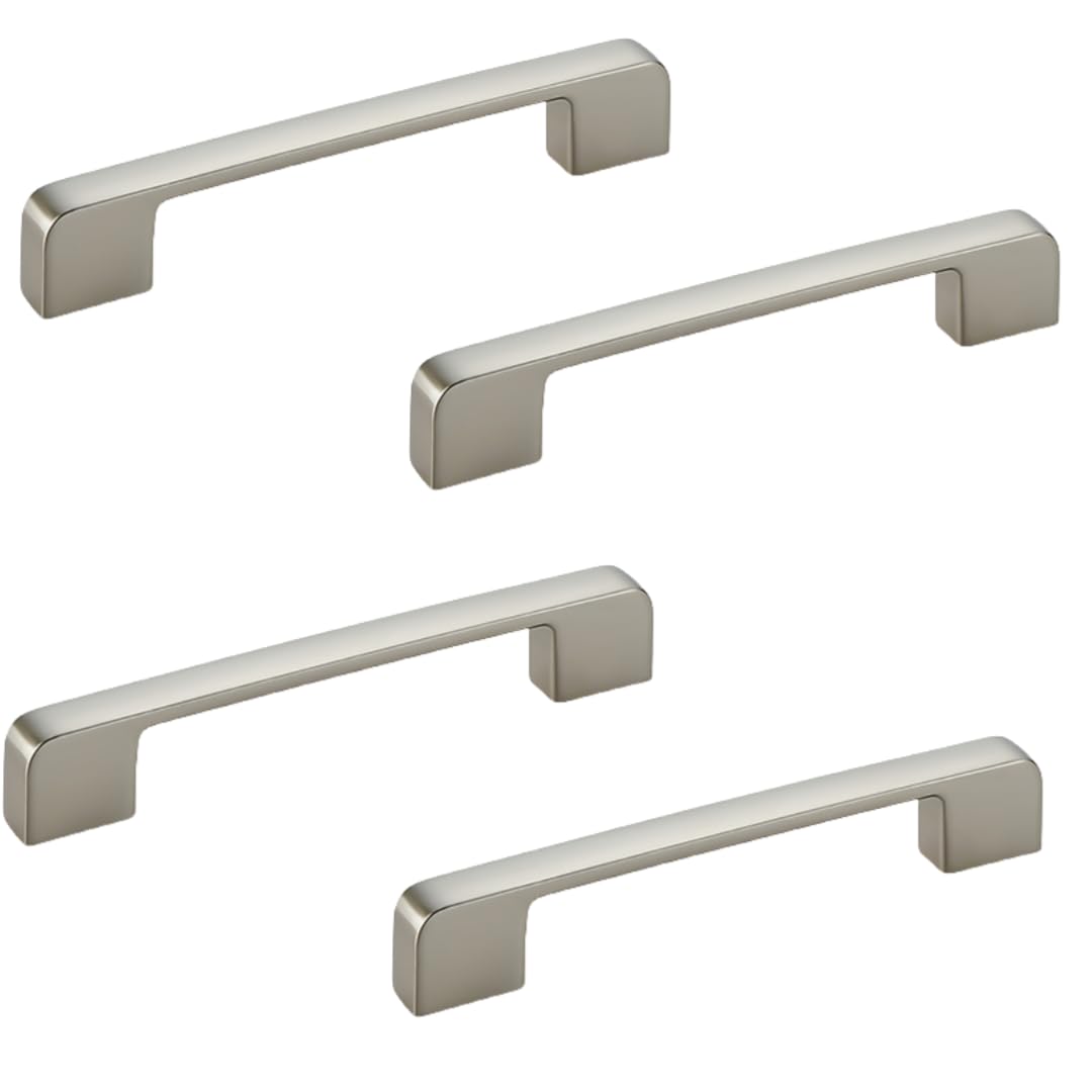 NLQCSXWEP Zinc Alloy Cabinet Bow Handle, Zinc Alloy Furniture Handles Pack of 4 Multiple Finishes 96-320mm(128mm Brushed)