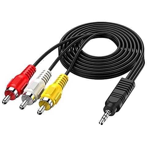 SNLLMZI 3.5 mm to RCA AV Camcorder Video Cable,3.5mm 18 TRRS Male to 3 RCA Male Plug Adapter Cord for TV,Smartphones,MP3, Tablets,Speakers,Home Theater - 5ft1.5M Cover