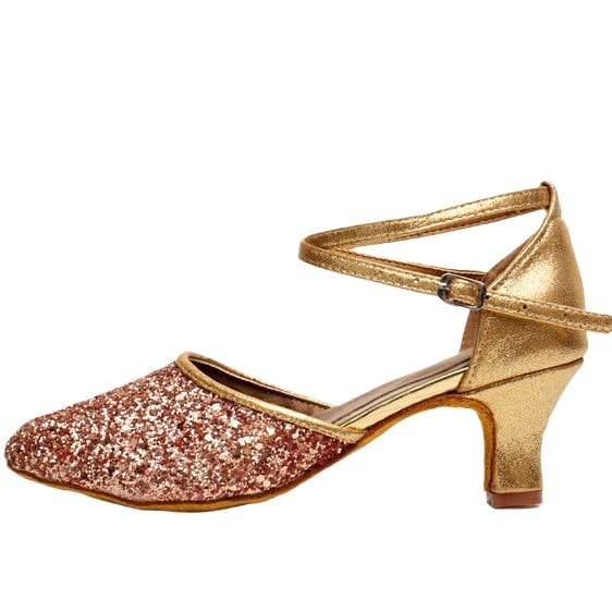 Womens Latin Dance Shoes Heeled Ballroom Salsa Tango Party Flamenco Latin Sequin Comfortable Non-slip Dance Shoes