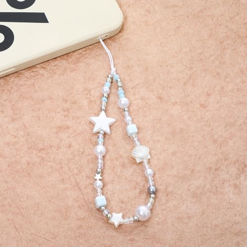 Image of Cute Beaded Camera Wrist Strap for Phone, Digital Camera Charm Lanyard, Pearl Beaded Chain for Bag Keychain Gift
