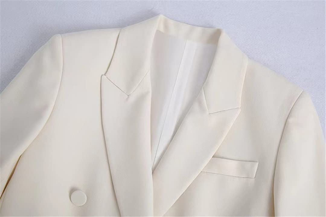 Traje ajustado de doble botonadura para mujer, 3 piezas, casual, oficina, cintura alta, pantalones sueltos, cuello en V