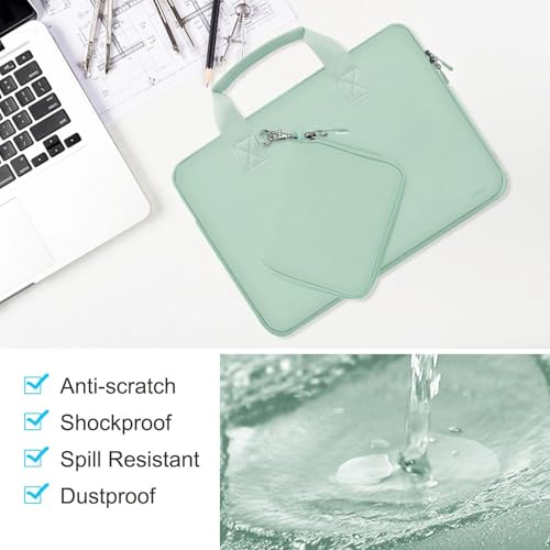 Image of Hseok Laptop Sleeve 13.3-14 inch Case with Small Pouch, Neoprene Computer Bag Compatible with MacBook Pro 14 inch M4 /M3 /M2 /M1 2025-2021, Mac Air /Pro 13.3 inch and Most 13-14 inch Notebooks,Spring Blue