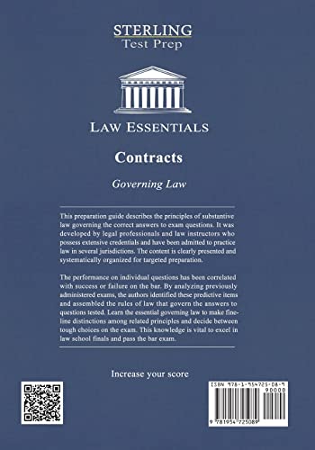 Sterling Education 9781954725089 Contracts, Law Essentials: Governing Law thumb #1