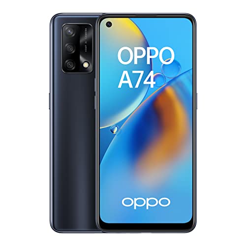 OPPO A74 4G - Smartphone 4G Desbloqueado, 6GB RAM + 128GB Extensible, Pantalla AMOLED FHD+ 6.43', Snapdragon 662, Cámara Triple Sensor Foto 48MP, Carga Rápida 33W, Batería 5000mAh, Negro [Versión ES]