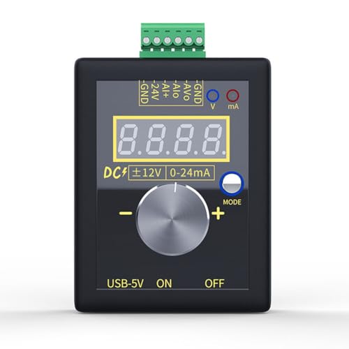 Tidevib Señal digital 0-10 V voltaje y transmisor de corriente de 4-20 mA, prueba industrial, ABS negro, con carga USB
