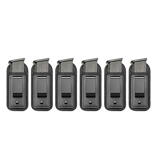 TACwolf 6 Pack IWB Inside Waistband Pistol Handgun Magazine Holster Pouch for Concealed Carry Universal Single Double Stack Mags for Glock17 26 19 Sig Sauer S&W Springfield XD Ruger 9mm/.45