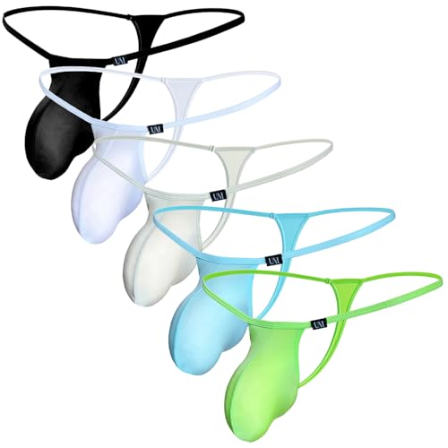 COMLIFE Men's Sexy G String Pouch Thong Low Waisted Ice Silk Breathable Underwear