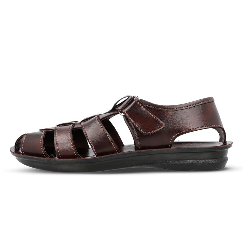 Image of WALKAROO Men's Casual Sandals|Open Toe Casual Sandals, Adjustable Velcro Strap, Cushioned Footbed, Leather Look Synthetic Upper, Breathable Cllosure,Lightweight Grip Sole|WGR58052