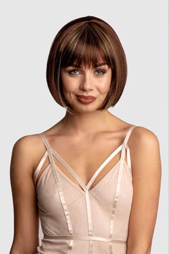 Bob marron mèches blondes Bethany perruque carrée femme