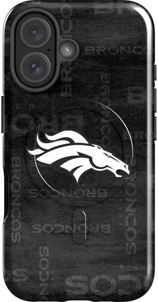 Skinit Impact Phone Case Compatible with iPhone 16 Magsafe - Officially Licensed NFL Denver Broncos Black & White Design
