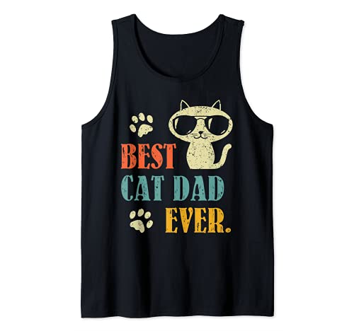 Hombre Retro Best Cat Dad Ever Funny Kitten Lover para hombres, niños y gatos Camiseta sin Mangas