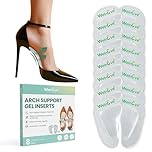 Arch Support Inserts Flat Feet - Welnove 8-Pair Gel Arch Support Insoles for Plantar Fasciitis, Foot Pain Fatigue Relief - Soft Arch Support Heel Pads Adhesive Fit Most Shoes, Men Women, 0.47" Height