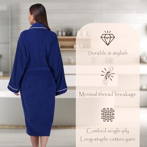 Image of Rangoli Sunshine 100% Cotton Bathrobes For Women, 500 GSM Free Size Bath Robe With Rope,Ultra-soft, Lightweight & Highly Absorbent Luxurious Bath Gown /Bath Robe