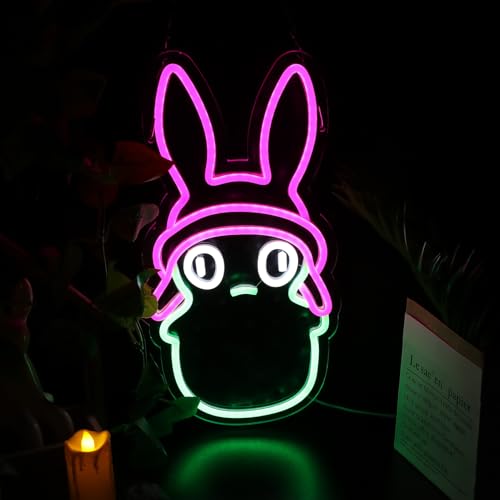 Image of Pink Hat Kuchi Neon Signs for Wall Decor, Green Kopi Dimmable Monster LED Lights for Room and Best Gifts for Fans, Kuchi Neon Lights with USB Power for Biethday, Party Decoration