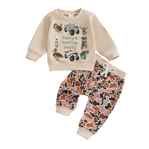 Userdefined Toddler Baby Boy Fall Clothes Animal Print Sweatshirt Top Camouflage Pants Set Sweatsuit Fall Winter Outfit