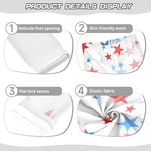 Girls' Leggings Ankle Length Printed Leggings Red Blue Star Soft Comfortable Pants for Kids 4-10 Years4