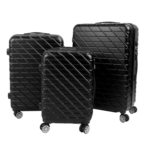 Hztyyier 3 Piece Luggage Set Lightweight Impact for Travel Business, TSA Lock 150kg Load Capacity 20in 24in 28in (Black)4