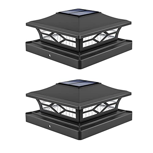 Image of VOLISUN 2Pack Solar Post Cap Lights, 2 Color Modes Deck Lights, Black